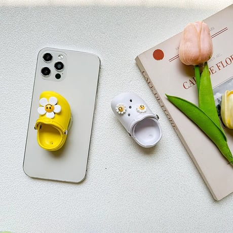 サンダル  スマホグリップ 笑顔の花 にこちゃん かわいい 面白い グリップトーク  スマホリング   伸び縮み式 落下防止 卓上スタンド機能 ギフトにおすすめ[M3303]