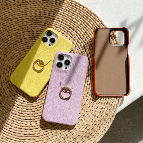 リング付レザーiphone14Plus/14proケース  高品質 高級感 iphone13mini/12/11カバー   シンプル  お揃い 実用 ファッションセンスいい[M2217]