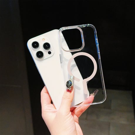 iPhone15pro/15promaxケース magsafe対応 高透明 iPhone14pro/13promax/12カバー 黄ばまない シンプル [M4298]