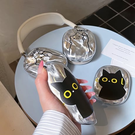 シェル風猫ちゃん AirPodsMax2/1ケース キラキラ感  エアーポッズ マックス専用カバー 丈夫 大人可愛い[M6377]