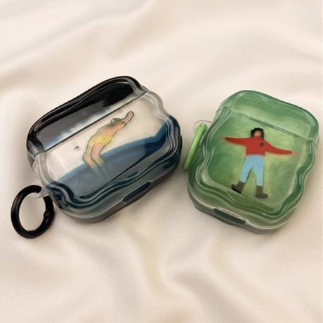 Airpods４ケース 大人可愛い 横になる人 Airpods3/pro2カバー リング付き プレゼントにおすすめ 男女兼用[M4765]