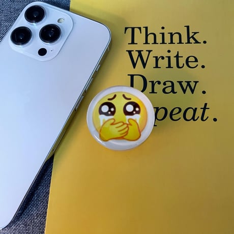 ガラス果物/笑顔/ボール スマホグリップ 全機種対応 折り畳み式グリップトーク 卓上スタンド機能付き 粘着タイプ[M2978]