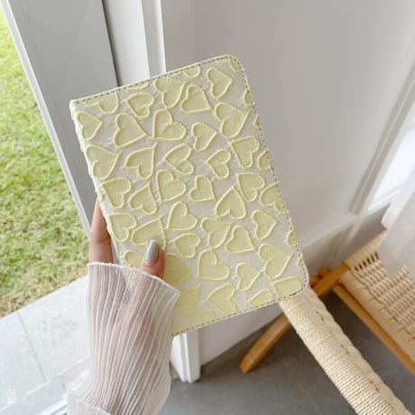 ハート柄 iPad Pro12.9inchケース  刺繡入り 布 iPad Pro第5/ 4世代カバー 10.2/9.7インチ  スタンド  可愛い girlに人気[M2428]