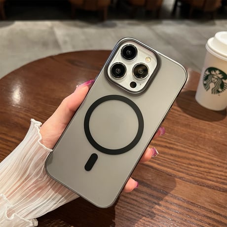 マグセーフ対応 iPhone14/14proケース マット 指紋付かない アイフォン13/12proカバー  シンプル 半透明  お揃い[M3231]
