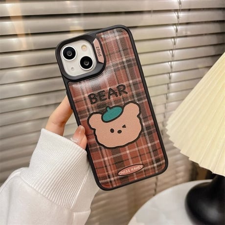 クマぬいぐるみグリップ付 iphone15/15proケース  ストラップ付  iphone14/13/12proカバー 多機能 秋冬人気アイテム ギフトにおすすめ[M3615]