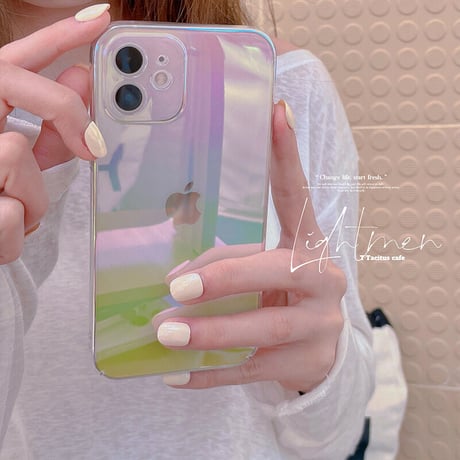 オーロラ色光る iphone13pro/13promaxケース  綺麗透明 iphone12pro/11カバー  グラデーションカラーM991