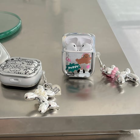 ギフトにおすすめ Airpods4ケース  めっちゃ可愛い犬ちゃん チャーム付 Airpodspro2/proカバー Airpods3 キュート[M4720]