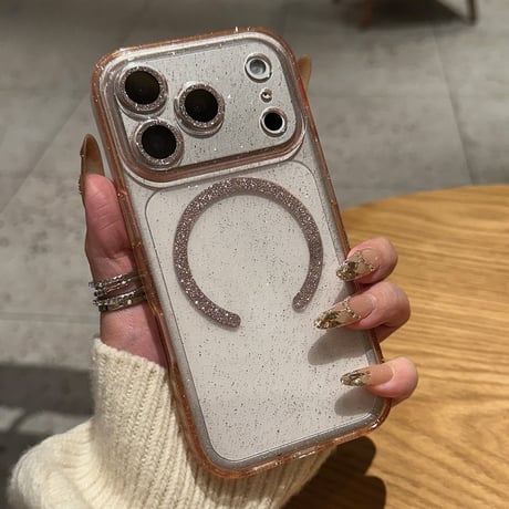 キラキラレンズカバー iPhone17/17プロケース MagSafe対応 ラメ iPhone17Promax/16Pro/15ケース クリアケース 耐衝撃頑丈[M6053]