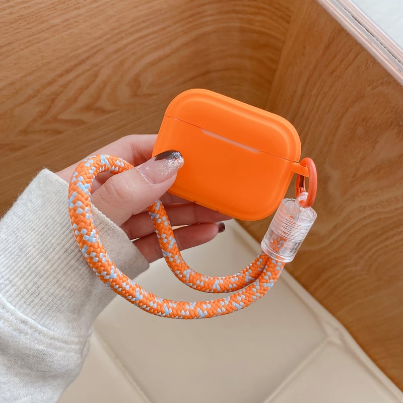 オレンジ AirpodsPro3/4ケース ストラップ付 Airpods3/Pro2