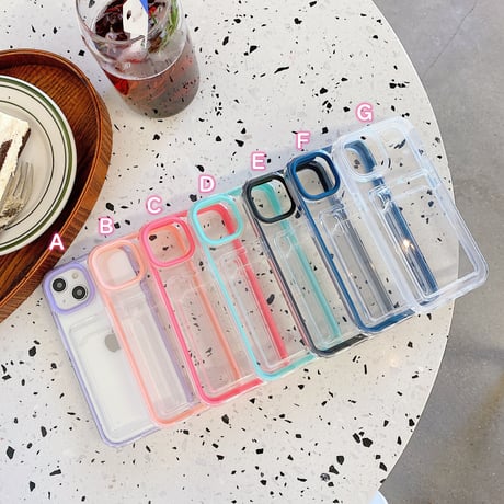 【iPhone15対応】カラー枠カード入れ付 iphone14/13promaxカバー  写真/メモ収納クリアアイフォン11/12miniケース  耐衝撃  頑丈 シンプル   M1094