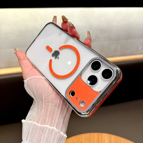 キラキラカメラ枠 iPhone17/17Proケース MagSafe対応 ラメライン iPhone17ProMax/Airケース 耐衝撃 高級感 [M5730]