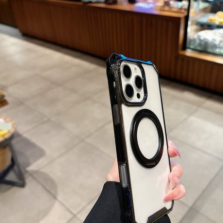 ロングストラップ付 iPhone16pro/16eケース リングスタンド付 iPhone15promax/14カバー 四角耐衝撃加工 [M5357]