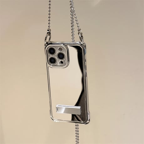 メイク直し鏡 iPhone16pro/16ケース スタンド ショルダーチェーン iPhone15/14pro/13promaxカバー 女子力高い 多機能耐衝撃 [M5200]