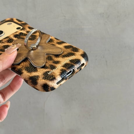 リング付き iPhone17/17Proケース レザー製 無地/豹柄/ゼブラ柄 iPhone16Pro/15ProMaxケース おしゃれ[M6447]