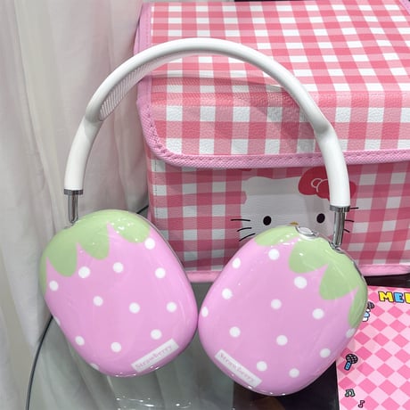 ストロベリー AirPodsMaxカバー ピンク エアーポッズ マックス専用ケース かわいい 耐久性あり 女子力アップ[M4177]