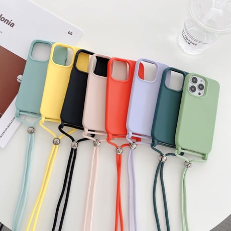肩掛けストラップ付 iphone14pro/14Plusケース シンプル シリコンアイフォン13mini/12カバー 頑丈 お揃い 男女向け[M2135]