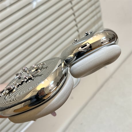 ミラー付 AirPodsMaxケース 艶感メッキ エアーポッズ マックス専用カバー おしゃれ 可愛い 今流行る[M5138]