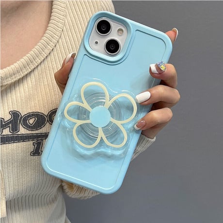 頑丈 iphone14/13proケース 花スマホグリップ付 アイフォン12/11カバー  可愛い スタンド一体型 多機能[M2052]