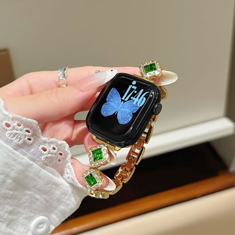 四つ葉のクローバー AppleWatchバンド ダイヤ メタル AppleWatchベルト Series 11/10/9/8 SE3/2  Ultra3/2/1 高級感高品質 上品[M6400]