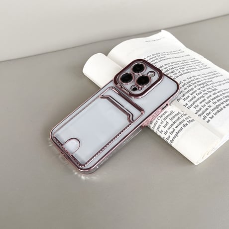 ICカードポケット iPhone14pro/14promaxケース メッキ クリアアイフォン13/12/11proカバー 高級感 実用 使いやすい [M2390]