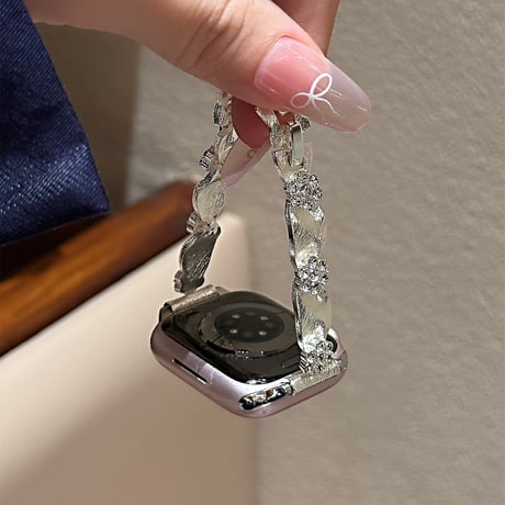 高級感 Apple Watch10/9 バンド Ultra series8 7 6 5 4  3 2 SE SE2 ジュエリー花 アップルウォッチベルト 大人ファッション エレガント[M5183]