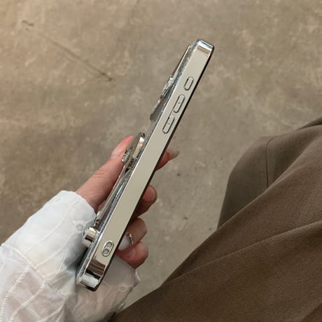 キラキラ感ハートスタンド iPhone17/17Proケース 鏡/レザー iPhone16Pro/15ProMaxケース 多機能便利 おしゃれ[M6372]