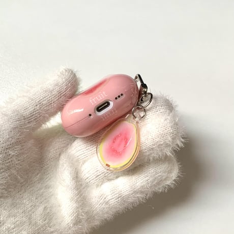 グアバ Airpods4ケース 果物 AirpodsPro2ケース airpods3/2カバー  かわいい キーチェーン付 艶感 [M5318]