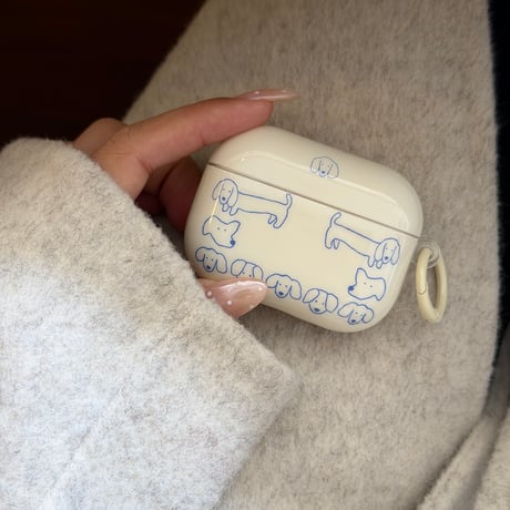 ワンちゃん Airpods Pro3ケース 犬キーホルダー Airpods4/3カバー pro2/pro1 ベージュ 頑丈 大人可愛い[M6111]