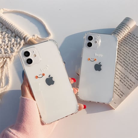 高透明笑顔 iphone13mini/13promaxケース 四角耐衝撃 iphone12/11proカバー   シンプルコーデM1064