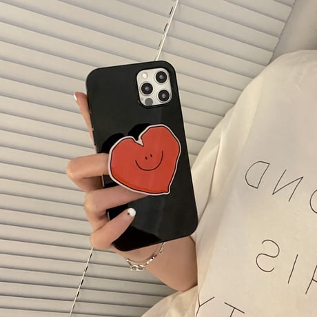 笑顔のグリップ付アイフォン13/12promaxケース  艶カラー iphoneXS/11promaxカバー  落下防止 可愛いM1393