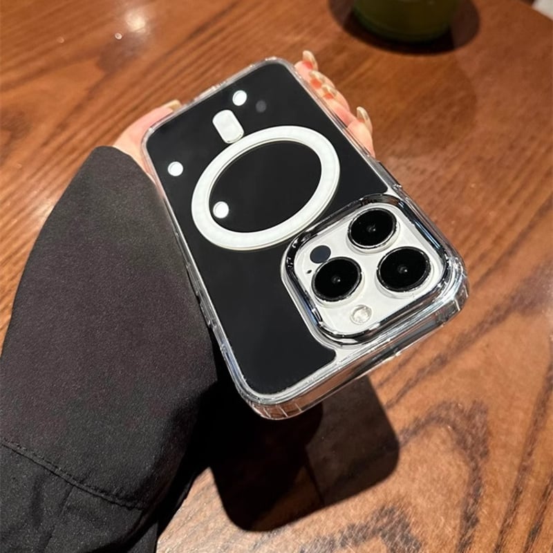 MagSafe対応 鏡付 iPhone16/15proケース キラキラ光る ミラー