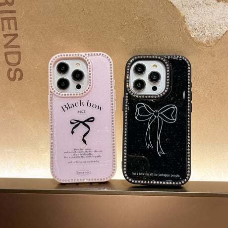 ジュエリー iPhone16/16proケース リボン柄 iPhone15Pro/14/13proカバー 可愛い キラキラ 女子力アップ [M4988]