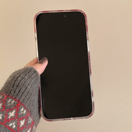 韓国風 花柄 iPhone17pro/17カバー ピンク チェック柄 iPhone16/15pro/14ケース 可愛いストラップ ガールズに人気[M6165]
