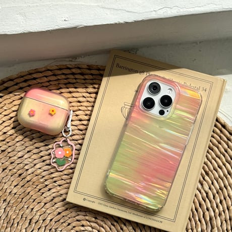 韓国風花 Airpods4ケース グラデーションカラー AirpodsPro2ケース airpods3/2カバー  かわいい キーチェーン付 淡色系 [M5335]