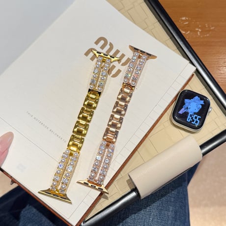 パールブレスレット  AppleWatchバンド メタル AppleWatchベルト Series 11/10/9/8 SE3/2  Ultra3/2/1 高級感高品質 上品[M6394]