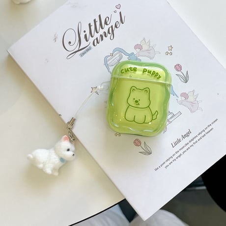 犬ちゃん Airpods4ケース うねうね AirpodsPro2ケース airpods3/2カバー  かわいい キーチェーン付 淡色系 [M5345]