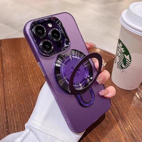 MagSafe耐衝撃 iPhone15pro/15promaxケース  スタンド一体 黄ばまないiPhone14/13proカバー  指紋防止 高級感 男女に人気[M3688]