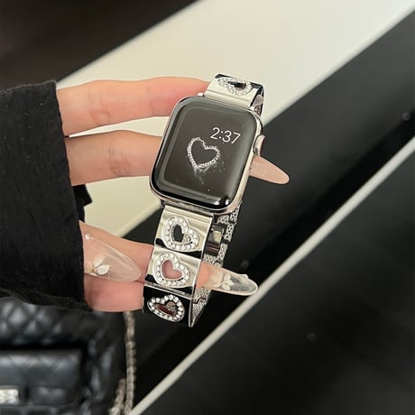 透かし彫りジュエリーハート AppleWatchバンド 高級感 アップルウォッチベルトUltra2/1/SE2/1/Series9/8/7/6/5/4/3/2/1 おしゃれ[M4889]