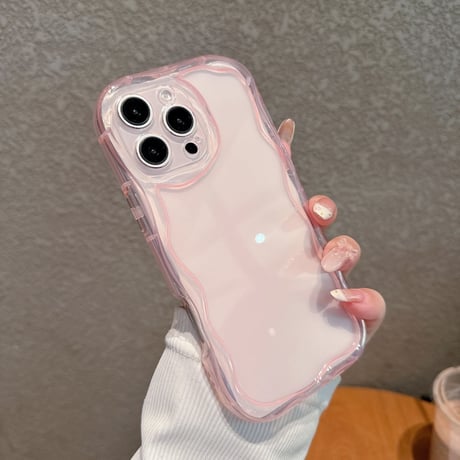 パステルカラー iPhone16pro/16ケース 淡色系 うねうね iPhone15pro/14/13promaxカバー 涼しい感じ クリアケース[M5354]