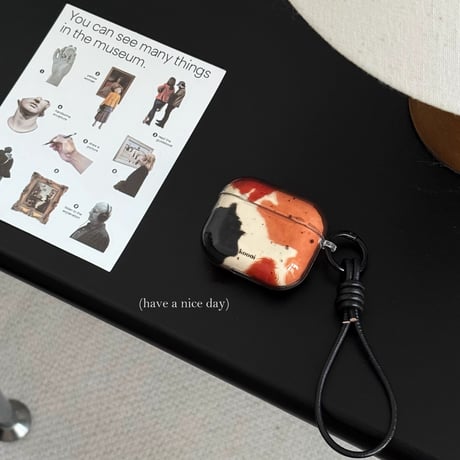ぼかし Airpods 4ケース レトロファッション AirpodsPro2/Pro1 Airpods3/2カバー ストラップとリング付き 大人可愛い [M4830]