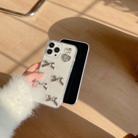 ガールズに人気 iPhone15/15pro/15plusケース リボン/星デコ ラメ入りiphone14/13/12proクリアケース 女子力アップ [M3915]