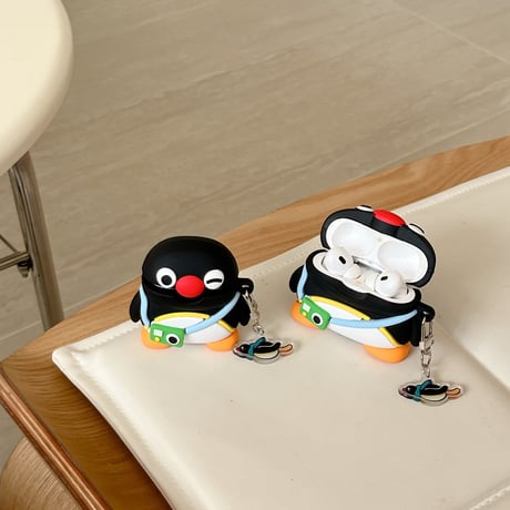 ペンギン Airpods4ケース めっちゃかわいい AirpodsPro2ケース airpods3/2カバー  キーチェーン付 ギフトにおすすめ [M5276]