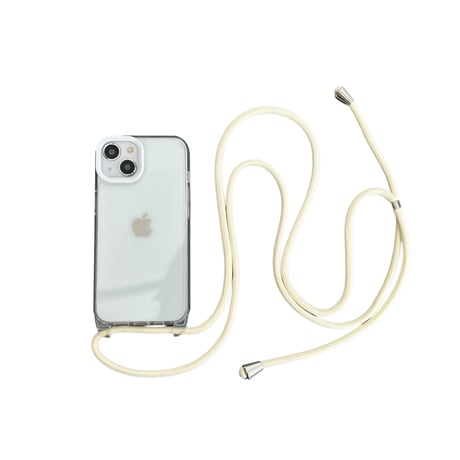 ストラップ付クリア iphone15/15proケース 肩掛け紐 iPhone14pro/13/12promaxカバー  使いやすい 黄ばまない [M4145]