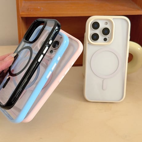 淡色系 iPhone16pro/16promaxケース MagSafe対応 iPhone15pro/14/13カバー シンプル風 男女兼用 頑丈 [M5293]