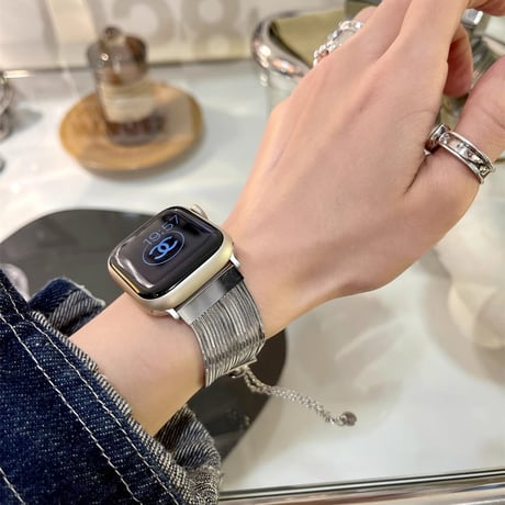 フリンジ AppleWatch10/9 バンド 高級感金属 Ultra series8 7 6 5 4  3 2 SE SE2 アップルウォッチベルト 大人ファッション おしゃれ[M5329]