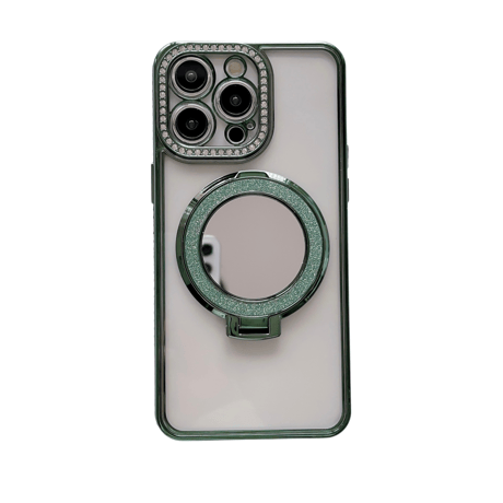 鏡MagSageリングスタンド iPhone15pro/15promaxケース ジュエリーキラキラiphone14/13/12proケース クリア コスパ最強[M4075]