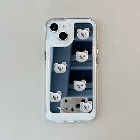 bearミラー iphone14max/13proケース 高級感 アイフォン12/11カバー  オシャレ 艶あり ギフトにおすすめ  [M2091]