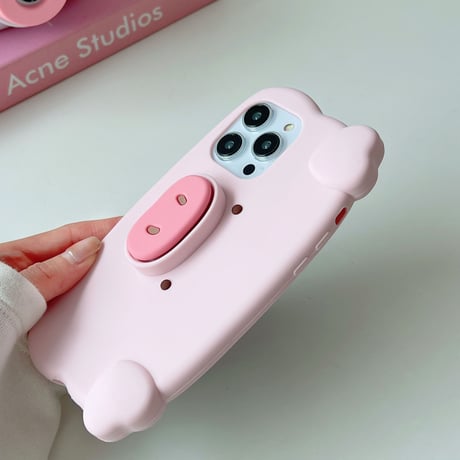 ブタ iphone14/13ケース 鼻スタンド  アイフォン12pro/11ケース  かわいい 高品質シリコン製 頑丈 ギフトにおすす[M3046]