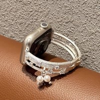 高品質ブレスレット風 アップルウォッチバンド パールデコ 透かし彫り AppleWatchブレスレット Series11/10/9/8 SE3/2 40/41/42mm 高品質上品 [M6281]