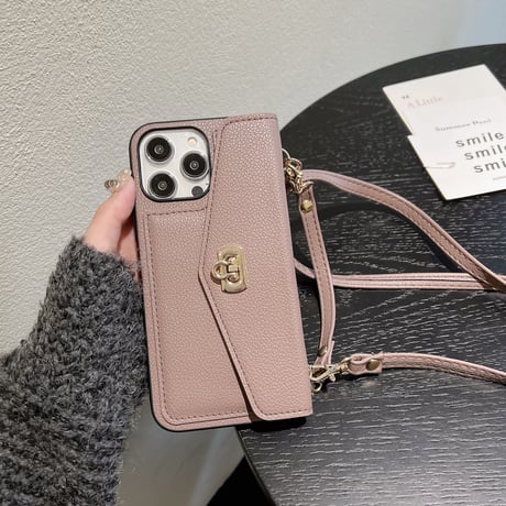 レザー カード入れ iphone14/14proケース ショルダー付き アイフォンSE3/13/12/11PROケース セレブ愛用 高級感 ガールズに人気[M2446]